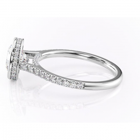 Inel de logodnă Fernelle din aur Alb 14kt cu moissanite tăietură rotundă – Montură închisă rafinată pentru profil înalt | Personalizează și configurează gratuit online [5]