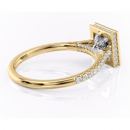 Inel de logodnă Fernelle din aur Galben 14kt cu moissanite tăietură princess – Montură închisă rafinată pentru profil înalt | Personalizează și configurează gratuit online [2]