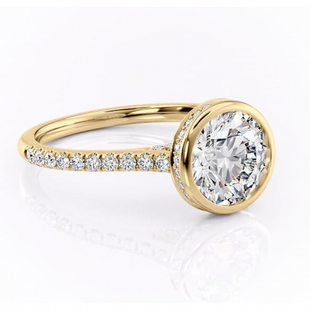 Aur galben - Inel de logodnă Fernelle din aur Galben 14kt cu moissanite tăietură rotundă – Montură închisă rafinată pentru profil înalt | Personalizează și configurează gratuit online