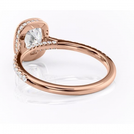 Inel de logodnă Fernelle din aur Rose 14kt cu moissanite tăietură pernă – Montură închisă rafinată pentru profil înalt | Personalizează și configurează gratuit online [3]