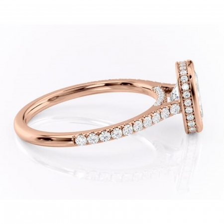 Inel de logodnă Fernelle din aur Rose 14kt cu moissanite tăietură pernă – Montură închisă rafinată pentru profil înalt | Personalizează și configurează gratuit online [1]