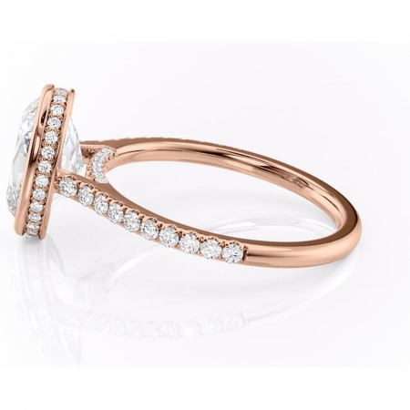 Inel de logodnă Fernelle din aur Rose 14kt cu moissanite tăietură ovală – Montură închisă rafinată pentru profil înalt | Personalizează și configurează gratuit online [5]