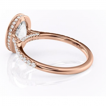Inel de logodnă Fernelle din aur Rose 14kt cu moissanite tăietură ovală – Montură închisă rafinată pentru profil înalt | Personalizează și configurează gratuit online [4]