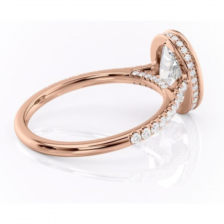 Inel de logodnă Fernelle din aur Rose 14kt cu moissanite tăietură ovală – Montură închisă rafinată pentru profil înalt | Personalizează și configurează gratuit online [2]