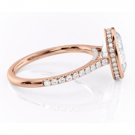 Inel de logodnă Fernelle din aur Rose 14kt cu moissanite tăietură ovală – Montură închisă rafinată pentru profil înalt | Personalizează și configurează gratuit online [1]