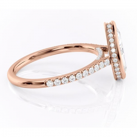 Inel de logodnă Fernelle din aur Rose 18kt cu moissanite tăietură pară – Montură închisă rafinată pentru profil înalt | Personalizează și configurează gratuit online [1]