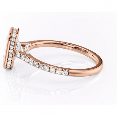 Inel de logodnă Fernelle din aur Rose 14kt cu moissanite tăietură radiantă – Montură închisă rafinată pentru profil înalt | Personalizează și configurează gratuit online [5]