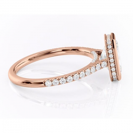 Inel de logodnă Fernelle din aur Rose 14kt cu moissanite tăietură radiantă – Montură închisă rafinată pentru profil înalt | Personalizează și configurează gratuit online [1]
