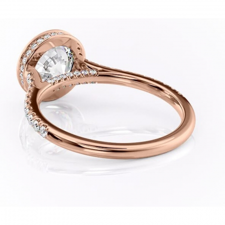 Inel de logodnă Fernelle din aur Rose 14kt cu moissanite tăietură rotundă – Montură închisă rafinată pentru profil înalt | Personalizează și configurează gratuit online [3]