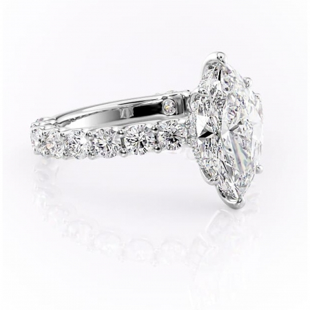 Marquise - Inel de logodnă Floralie din aur Alb 14kt cu moissanite tăietură marquise – Pietre laterale excepțional | Personalizează și configurează gratuit online