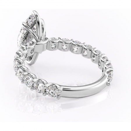 Inel de logodnă Floralie din aur Alb 14kt cu moissanite tăietură marquise – Pietre laterale excepțional | Personalizează și configurează gratuit online [3]