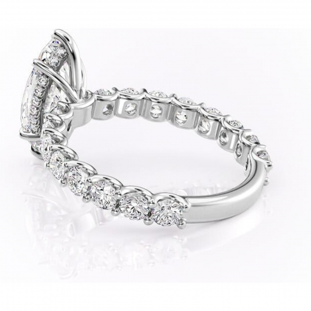 Inel de logodnă Floralie din aur Alb 14kt cu moissanite tăietură marquise – Pietre laterale excepțional | Personalizează și configurează gratuit online [4]