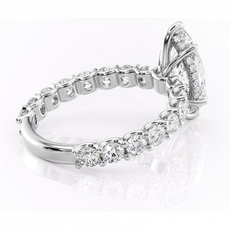 Inel de logodnă Floralie din aur Alb 14kt cu moissanite tăietură marquise – Pietre laterale excepțional | Personalizează și configurează gratuit online [2]