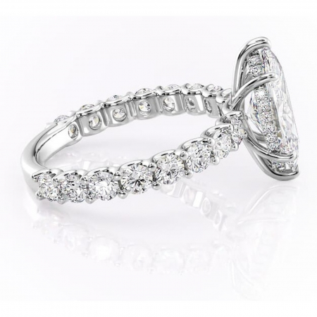 Inel de logodnă Floralie din aur Alb 14kt cu moissanite tăietură marquise – Pietre laterale excepțional | Personalizează și configurează gratuit online [1]