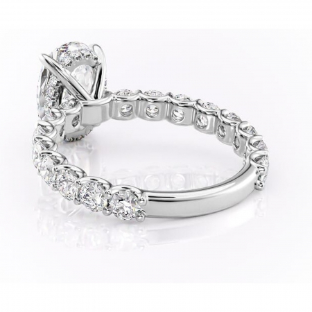 Inel de logodnă Floralie din aur Alb 14kt cu moissanite tăietură ovală – Pietre laterale excepțional | Personalizează și configurează gratuit online [3]