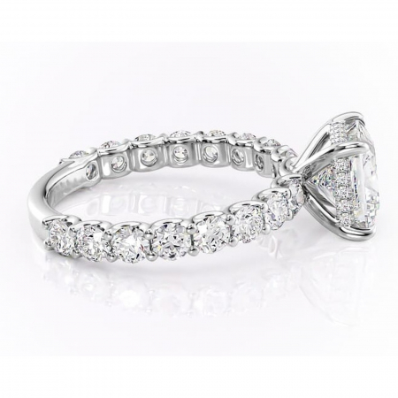 Inel de logodnă Floralie din aur Alb 14kt cu moissanite tăietură princess – Pietre laterale excepțional | Personalizează și configurează gratuit online [1]