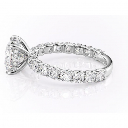 Inel de logodnă Floralie din aur Alb 14kt cu moissanite tăietură princess – Pietre laterale excepțional | Personalizează și configurează gratuit online [5]