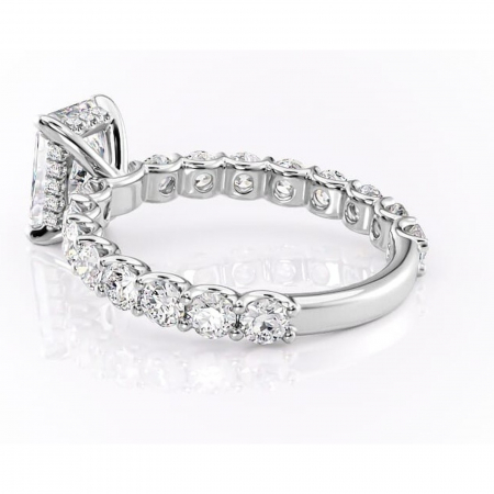 Inel de logodnă Floralie din aur Alb 14kt cu moissanite tăietură radiantă – Pietre laterale excepțional | Personalizează și configurează gratuit online [4]