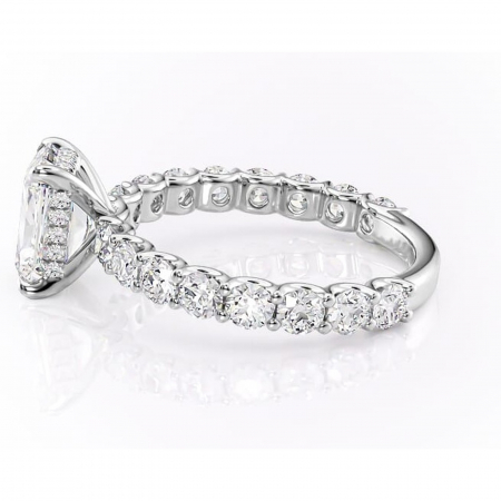 Inel de logodnă Floralie din aur Alb 14kt cu moissanite tăietură radiantă – Pietre laterale excepțional | Personalizează și configurează gratuit online [5]