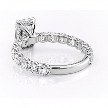 Inel de logodnă Floralie din aur Alb 14kt cu moissanite tăietură radiantă – Pietre laterale excepțional | Personalizează și configurează gratuit online [3]