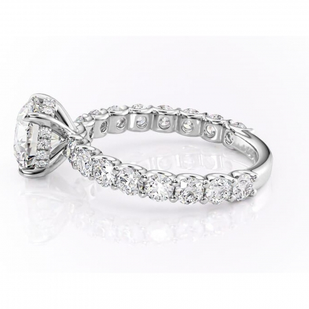 Inel de logodnă Floralie din aur Alb 14kt cu moissanite tăietură rotundă – Pietre laterale excepțional | Personalizează și configurează gratuit online [5]