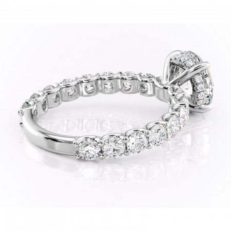 Inel de logodnă Floralie din aur Alb 14kt cu moissanite tăietură rotundă – Pietre laterale excepțional | Personalizează și configurează gratuit online [2]