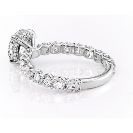 Inel de logodnă Floralie din aur Alb 14kt cu moissanite tăietură rotundă – Pietre laterale excepțional | Personalizează și configurează gratuit online [4]