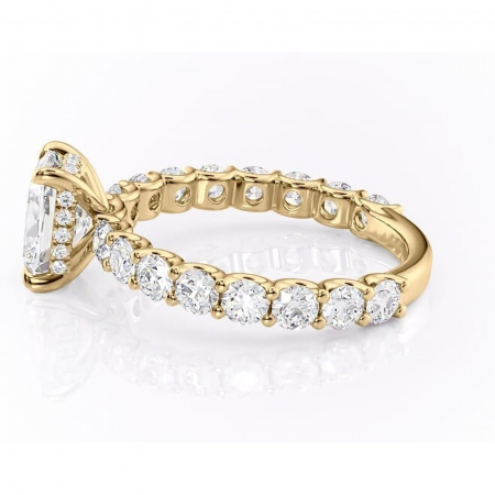 Inel de logodnă Floralie din aur Galben 14kt cu moissanite tăietură pernă – Pietre laterale excepțional | Personalizează și configurează gratuit online [5]