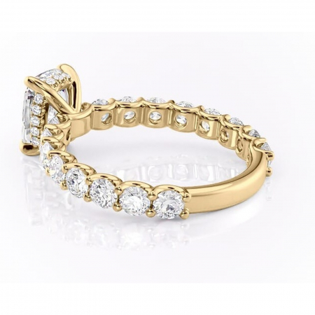 Inel de logodnă Floralie din aur Galben 14kt cu moissanite tăietură pernă – Pietre laterale excepțional | Personalizează și configurează gratuit online [4]