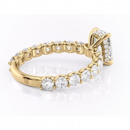 Inel de logodnă Floralie din aur Galben 14kt cu moissanite tăietură pernă – Pietre laterale excepțional | Personalizează și configurează gratuit online [2]