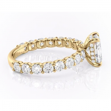 Inel de logodnă Floralie din aur Galben 14kt cu moissanite tăietură pernă – Pietre laterale excepțional | Personalizează și configurează gratuit online [1]