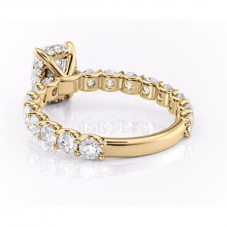 Inel de logodnă Floralie din aur Galben 14kt cu moissanite tăietură pernă – Pietre laterale excepțional | Personalizează și configurează gratuit online [3]