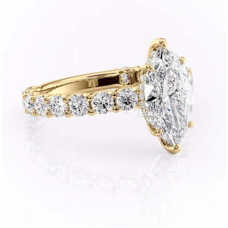 14K - Inel de logodnă Floralie din aur Galben 14kt cu moissanite tăietură marquise – Pietre laterale excepțional | Personalizează și configurează gratuit online