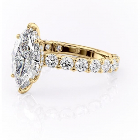 Inel de logodnă Floralie din aur Galben 14kt cu moissanite tăietură marquise – Pietre laterale excepțional | Personalizează și configurează gratuit online [6]