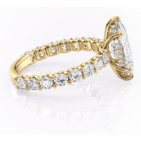 Inel de logodnă Floralie din aur Galben 14kt cu moissanite tăietură marquise – Pietre laterale excepțional | Personalizează și configurează gratuit online [1]