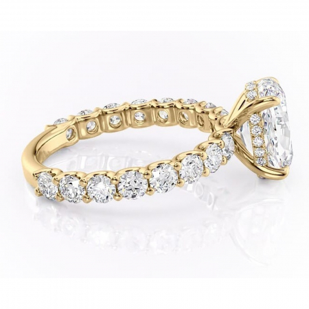 Inel de logodnă Floralie din aur Galben 18kt cu moissanite tăietură ovală – Pietre laterale excepțional | Personalizează și configurează gratuit online [1]