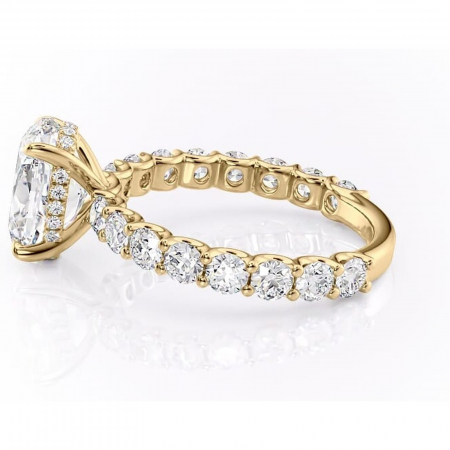 Inel de logodnă Floralie din aur Galben 18kt cu moissanite tăietură ovală – Pietre laterale excepțional | Personalizează și configurează gratuit online [5]