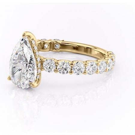 Inel de logodnă Floralie din aur Galben 18kt cu moissanite tăietură pară – Pietre laterale excepțional | Personalizează și configurează gratuit online [6]