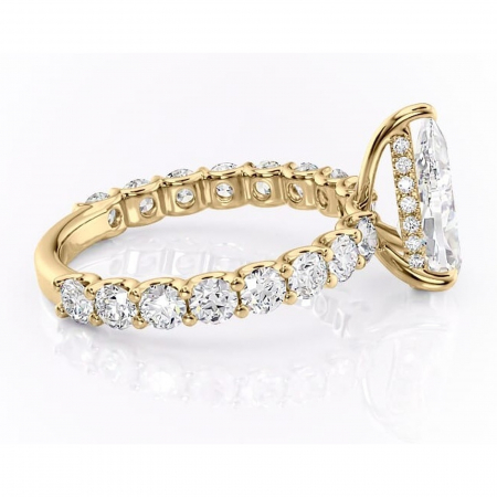 Inel de logodnă Floralie din aur Galben 18kt cu moissanite tăietură pară – Pietre laterale excepțional | Personalizează și configurează gratuit online [1]