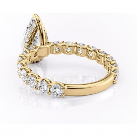 Inel de logodnă Floralie din aur Galben 18kt cu moissanite tăietură pară – Pietre laterale excepțional | Personalizează și configurează gratuit online [3]