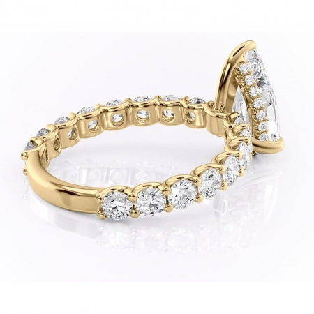 Inel de logodnă Floralie din aur Galben 18kt cu moissanite tăietură pară – Pietre laterale excepțional | Personalizează și configurează gratuit online [2]