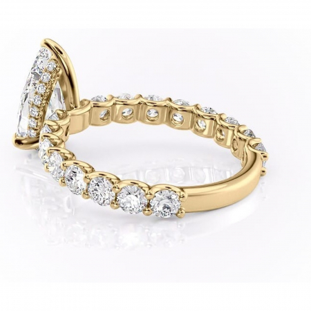 Inel de logodnă Floralie din aur Galben 18kt cu moissanite tăietură pară – Pietre laterale excepțional | Personalizează și configurează gratuit online [4]