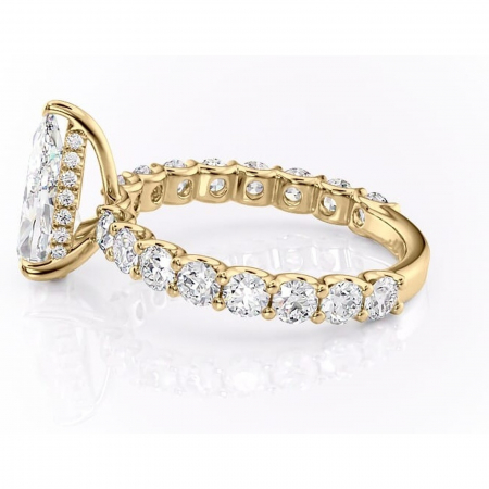 Inel de logodnă Floralie din aur Galben 18kt cu moissanite tăietură pară – Pietre laterale excepțional | Personalizează și configurează gratuit online [5]