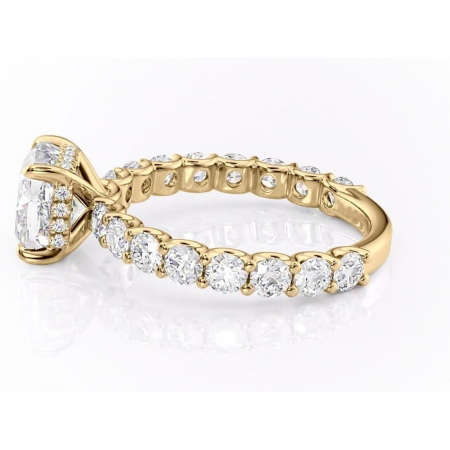 Inel de logodnă Floralie din aur Galben 14kt cu moissanite tăietură pernă – Pietre laterale excepțional | Personalizează și configurează gratuit online [5]