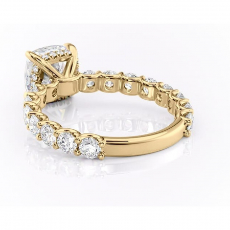 Inel de logodnă Floralie din aur Galben 14kt cu moissanite tăietură pernă – Pietre laterale excepțional | Personalizează și configurează gratuit online [3]