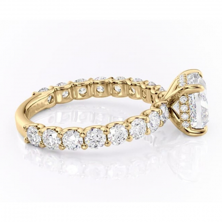 Inel de logodnă Floralie din aur Galben 14kt cu moissanite tăietură pernă – Pietre laterale excepțional | Personalizează și configurează gratuit online [1]