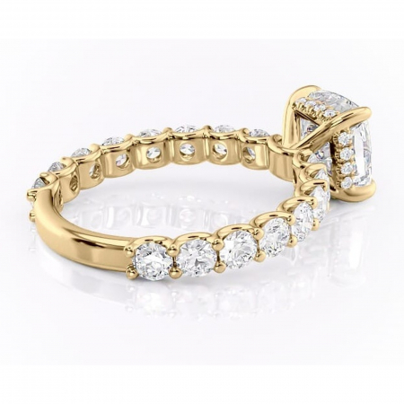 Inel de logodnă Floralie din aur Galben 14kt cu moissanite tăietură pernă – Pietre laterale excepțional | Personalizează și configurează gratuit online [2]