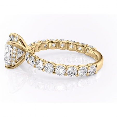 Inel de logodnă Floralie din aur Galben 14kt cu moissanite tăietură princess – Pietre laterale excepțional | Personalizează și configurează gratuit online [5]