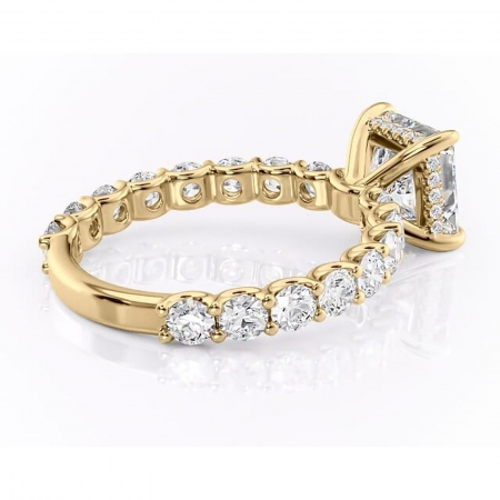 Inel de logodnă Floralie din aur Galben 14kt cu moissanite tăietură princess – Pietre laterale excepțional | Personalizează și configurează gratuit online [2]