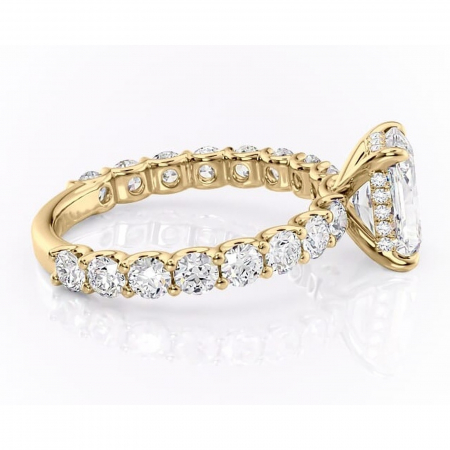 Inel de logodnă Floralie din aur Galben 14kt cu moissanite tăietură radiantă – Pietre laterale excepțional | Personalizează și configurează gratuit online [1]